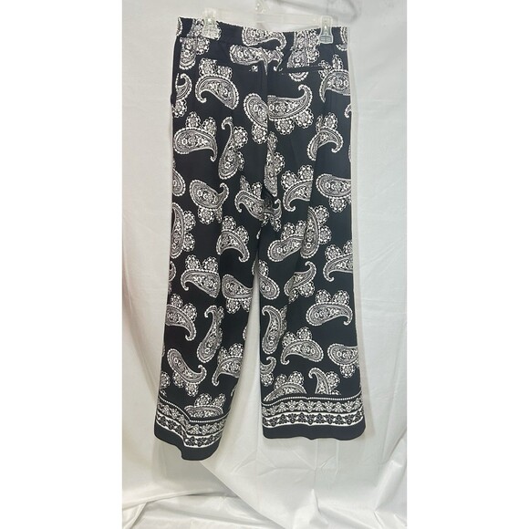 New York & Co Stretch Womens S Black Paisley Wide Leg Pants - Picture 9 of 10